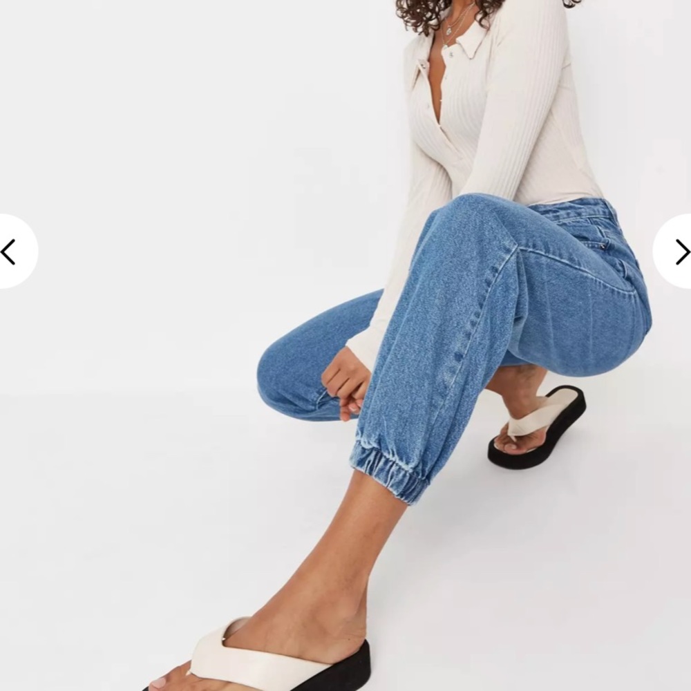 Misguided blue riot high waisted jogger mom jeans
